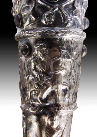 Rhyton with mythological images and glass inlays